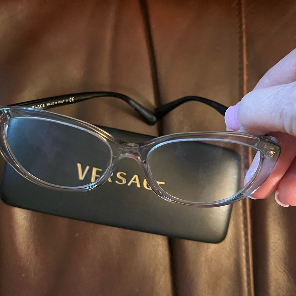 EUC Versace frames and case.  They have my prescription lenses in them now 🖤💛